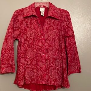 Red Blouse Sparkly Buttons